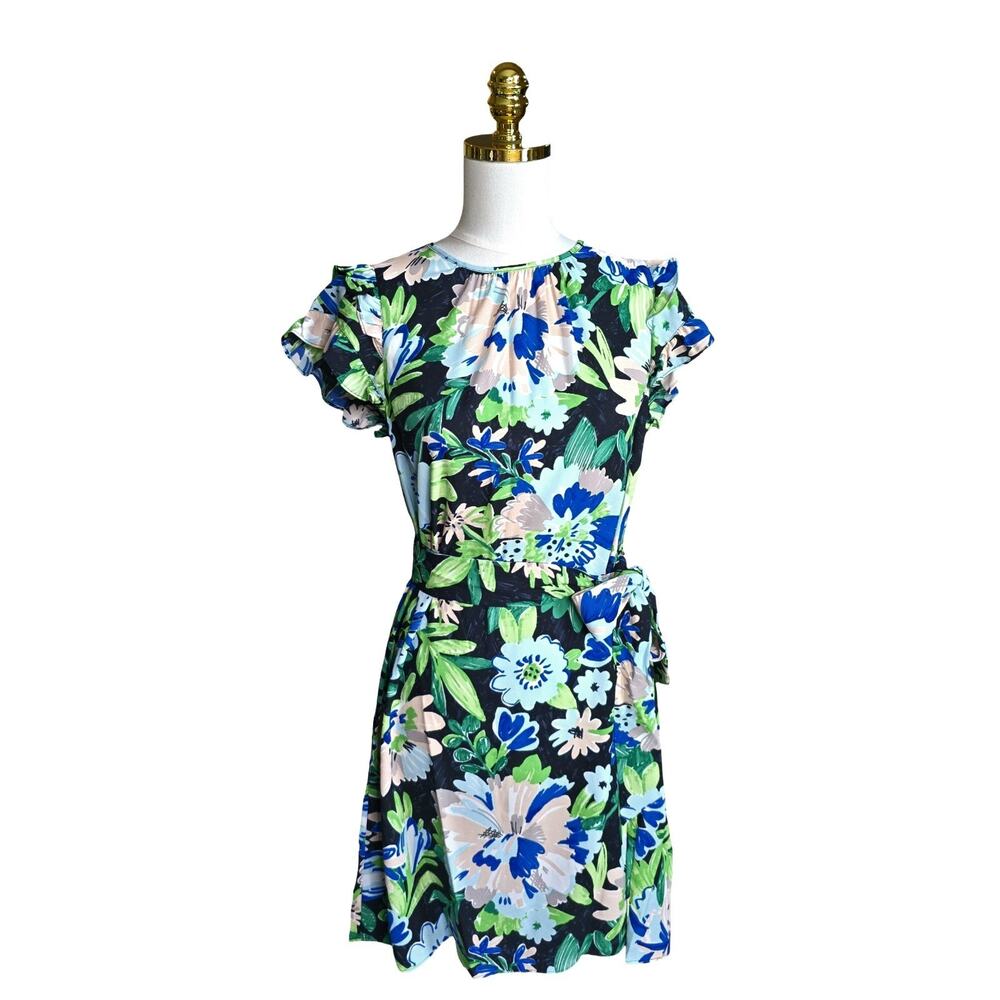 Kate Spade Full Bloom Belted Dress Size 6 NWOT Floral Flutter Sleeve